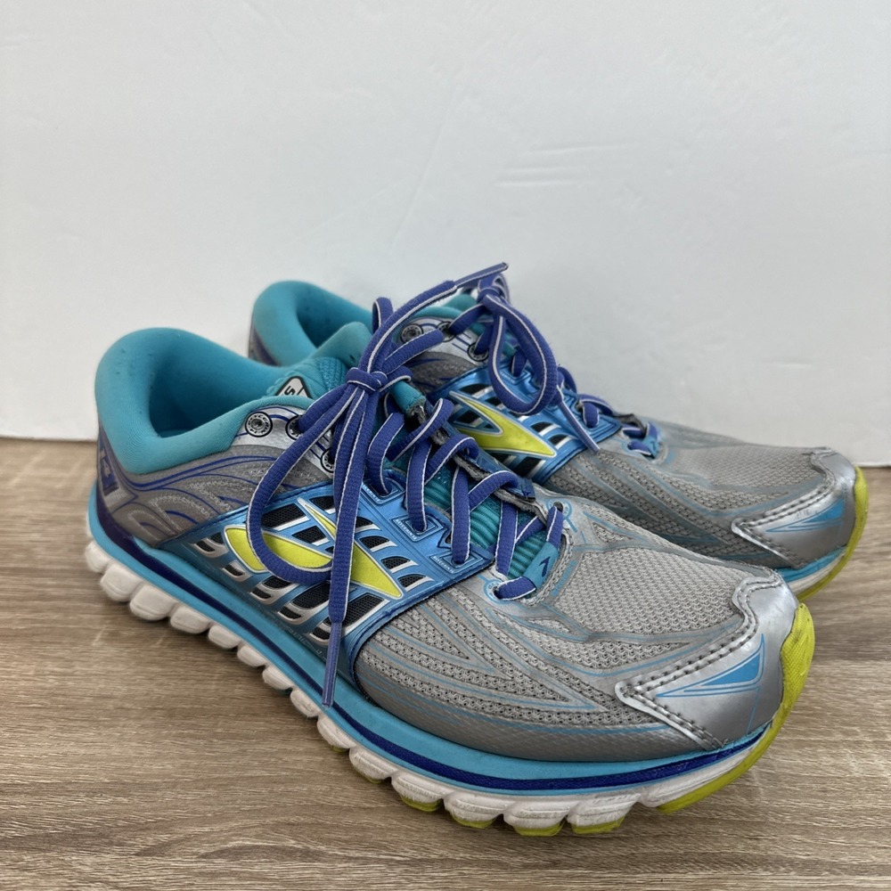 Brooks Glycerin 14 Womens‎ Gray Blue Athletic Running Shoes Size 10 Medium Width